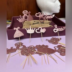 Rose Gold Glittered wedding Cupcake Toppers